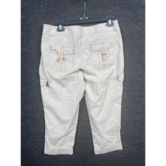 White House Black Market Khaki Cropped Cargo Pants Womens Size 8 Denim Mid Rise - Picture 2 of 8